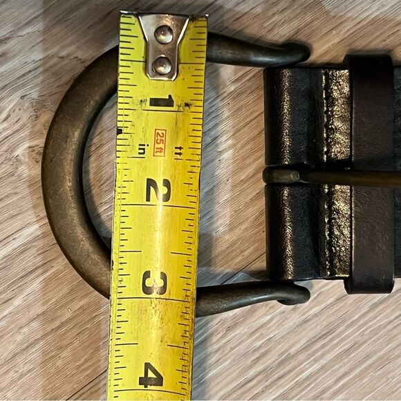 Vtg New Ralph Lauren wide leather belt Tooled Braid Brass buckle Boho Western L - Picture 12 of 16